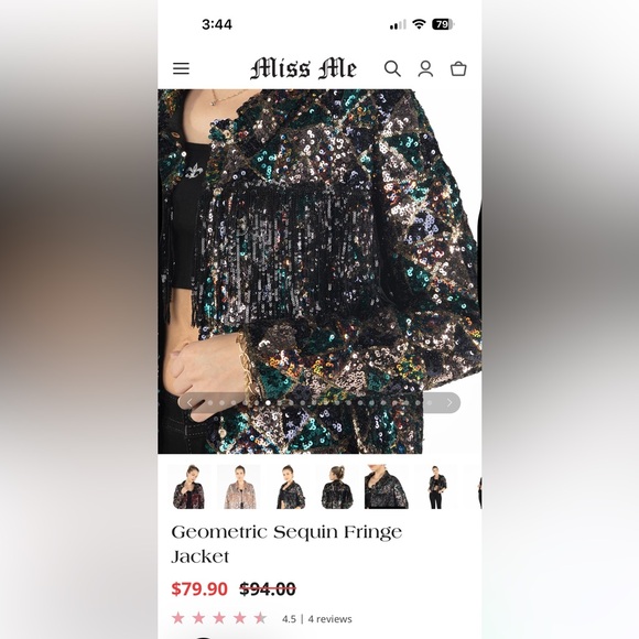 Miss Me geometric sequin fridge jacket - Picture 3 of 8